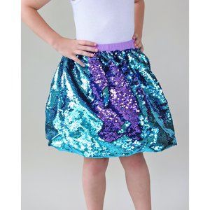 Aqua and Purple Flip Bubble Skirt - Aqua and Purple Skirt - Magic Sequin Skirt